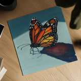 Shadow Study of a Butterfly by Kate Jarvik Birch. Shown as a detailed flat fine art print, highlighting archival giclee quality. Available as an archival giclee rolled canvas, fine art paper, or poster print. SKU 99740a.