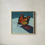 Shadow Study of a Butterfly by Kate Jarvik Birch. Shown in a natural wood glass frame for a timeless modern aesthetic. Available as an archival giclee rolled canvas, fine art paper, or poster print. SKU 99740a.
