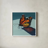 Shadow Study of a Butterfly by Kate Jarvik Birch. Shown in a crisp white glass frame for a clean and minimalist style. Available as an archival giclee rolled canvas, fine art paper, or poster print. SKU 99740a.