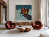 Shadow Study of a Butterfly by Kate Jarvik Birch. Shown as extra-large giant wall art in a modern living room. Available as an archival giclee rolled canvas, fine art paper, or poster print. SKU 99740a.