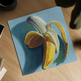 Shady Banana by Kate Jarvik Birch. Shown as a detailed flat fine art print, highlighting archival giclee quality. Available as an archival giclee rolled canvas, fine art paper, or poster print. SKU 98611a.