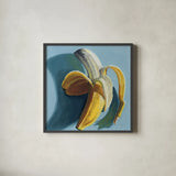 Shady Banana by Kate Jarvik Birch. Shown in a sleek black glass frame for a contemporary gallery look. Available as an archival giclee rolled canvas, fine art paper, or poster print. SKU 98611a.