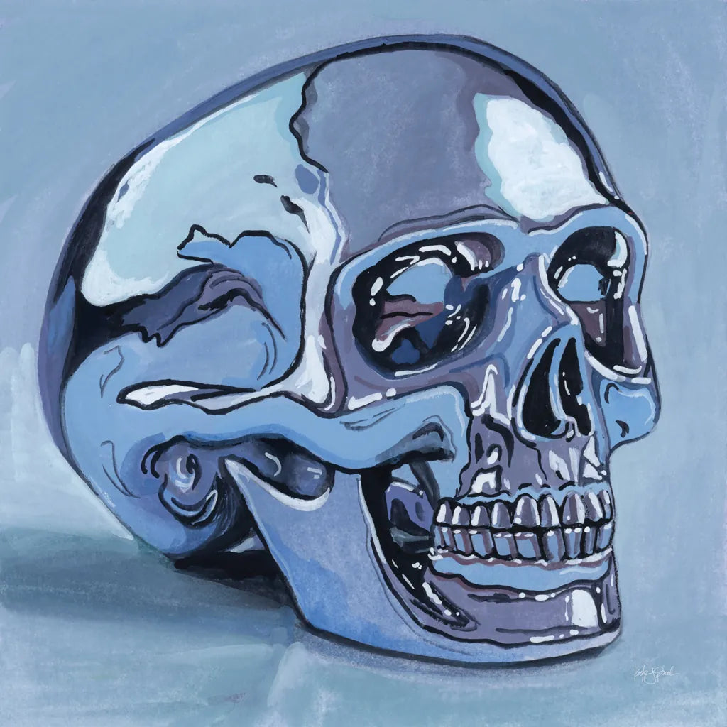 Silver Skull Study by Kate Jarvik Birch. SKU 99556a. Archival Giclee Fine art print for wall decor.