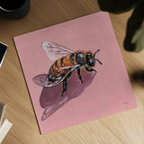 Simple Little Bee by Kate Jarvik Birch. Shown as a detailed flat fine art print, highlighting archival giclee quality. Available as an archival giclee rolled canvas, fine art paper, or poster print. SKU 101983a.