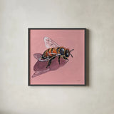 Simple Little Bee by Kate Jarvik Birch. Shown in a sleek black glass frame for a contemporary gallery look. Available as an archival giclee rolled canvas, fine art paper, or poster print. SKU 101983a.