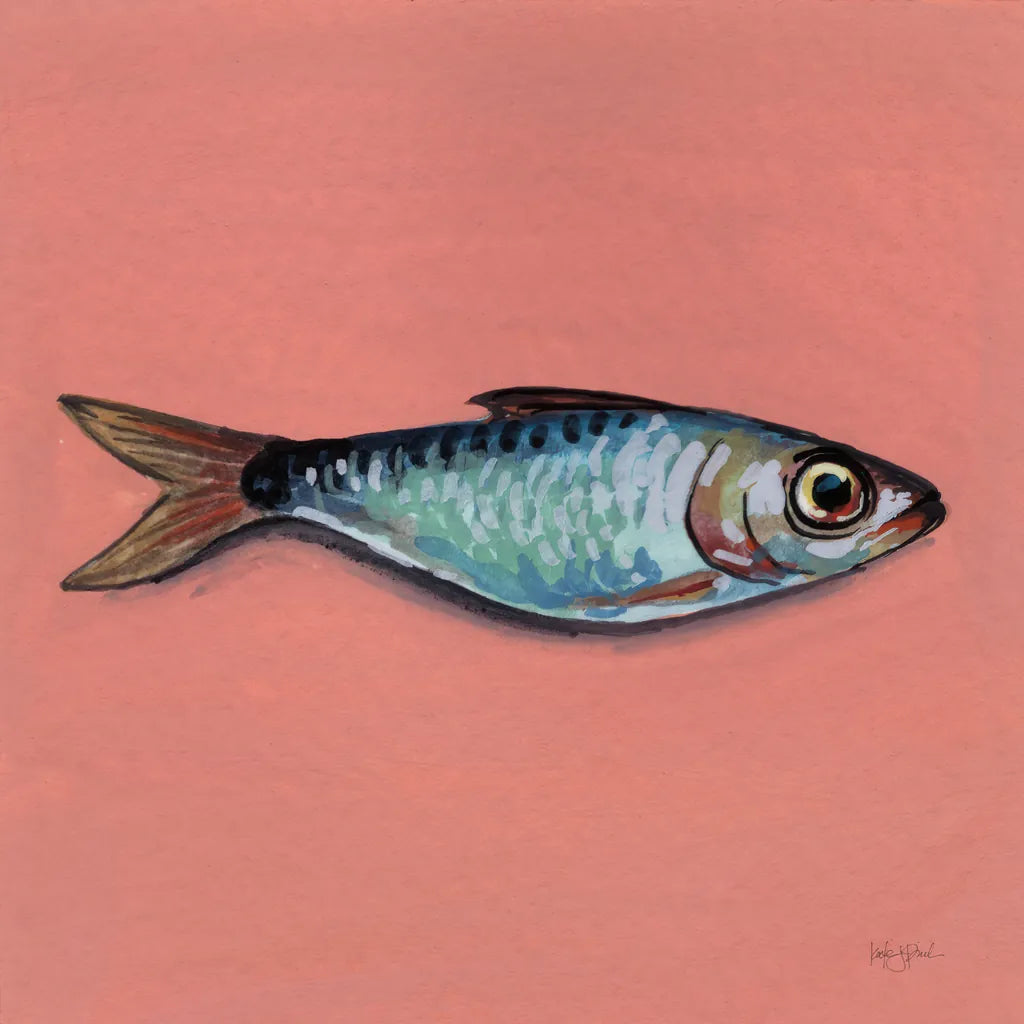 Single Sardine I by Kate Jarvik Birch. SKU 100803a. Archival Giclee Fine art print for wall decor.