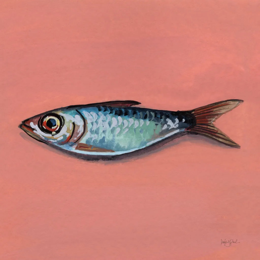 Single Sardine II by Kate Jarvik Birch. SKU 100804a. Archival Giclee Fine art print for wall decor.