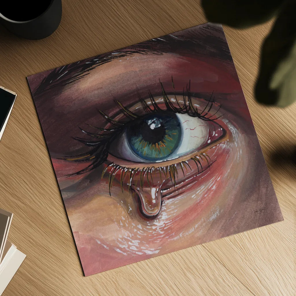 Single Tear by Kate Jarvik Birch. Shown as a detailed flat fine art print, highlighting archival giclee quality. Available as an archival giclee rolled canvas, fine art paper, or poster print. SKU 102969a.