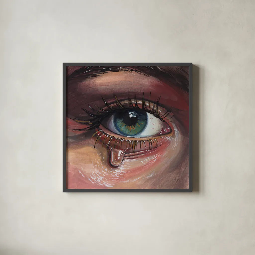 Single Tear by Kate Jarvik Birch. Shown in a sleek black glass frame for a contemporary gallery look. Available as an archival giclee rolled canvas, fine art paper, or poster print. SKU 102969a.