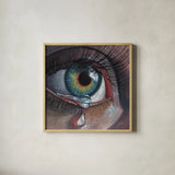 Single Teardrop by Kate Jarvik Birch. Shown in a natural wood glass frame for a timeless modern aesthetic. Available as an archival giclee rolled canvas, fine art paper, or poster print. SKU 100951a.