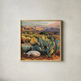 Southwest Evening v2 by Kate Jarvik Birch. Shown in a natural wood glass frame for a timeless modern aesthetic. Available as an archival giclee rolled canvas, fine art paper, or poster print. SKU 104541a.