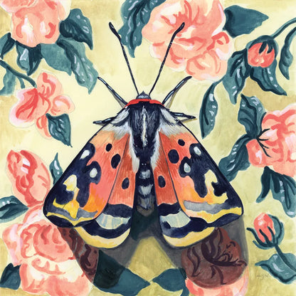 Spring Moth by Kate Jarvik Birch. SKU 97153a. Archival Giclee Fine art print for wall decor.