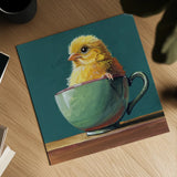 Springtime Cup of Cuteness by Kate Jarvik Birch. Shown as a detailed flat fine art print, highlighting archival giclee quality. Available as an archival giclee rolled canvas, fine art paper, or poster print. SKU 98612a.