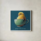 Springtime Cup of Cuteness I v2 by Kate Jarvik Birch. Shown in a crisp white glass frame for a clean and minimalist style. Available as an archival giclee rolled canvas, fine art paper, or poster print. SKU 101772a.