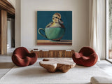 Springtime Cup of Cuteness II by Kate Jarvik Birch. Shown as extra-large giant wall art in a modern living room. Available as an archival giclee rolled canvas, fine art paper, or poster print. SKU 101157a.