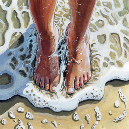 Standing In The Waves by Kate Jarvik Birch. SKU 98532a. Archival Giclee Fine art print for wall decor.