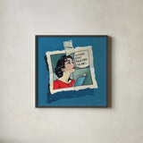 Stop Talking To Me by Kate Jarvik Birch. Shown in a sleek black glass frame for a contemporary gallery look. Available as an archival giclee rolled canvas, fine art paper, or poster print. SKU 98534a.