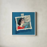 Stop Talking To Me by Kate Jarvik Birch. Shown in a crisp white glass frame for a clean and minimalist style. Available as an archival giclee rolled canvas, fine art paper, or poster print. SKU 98534a.