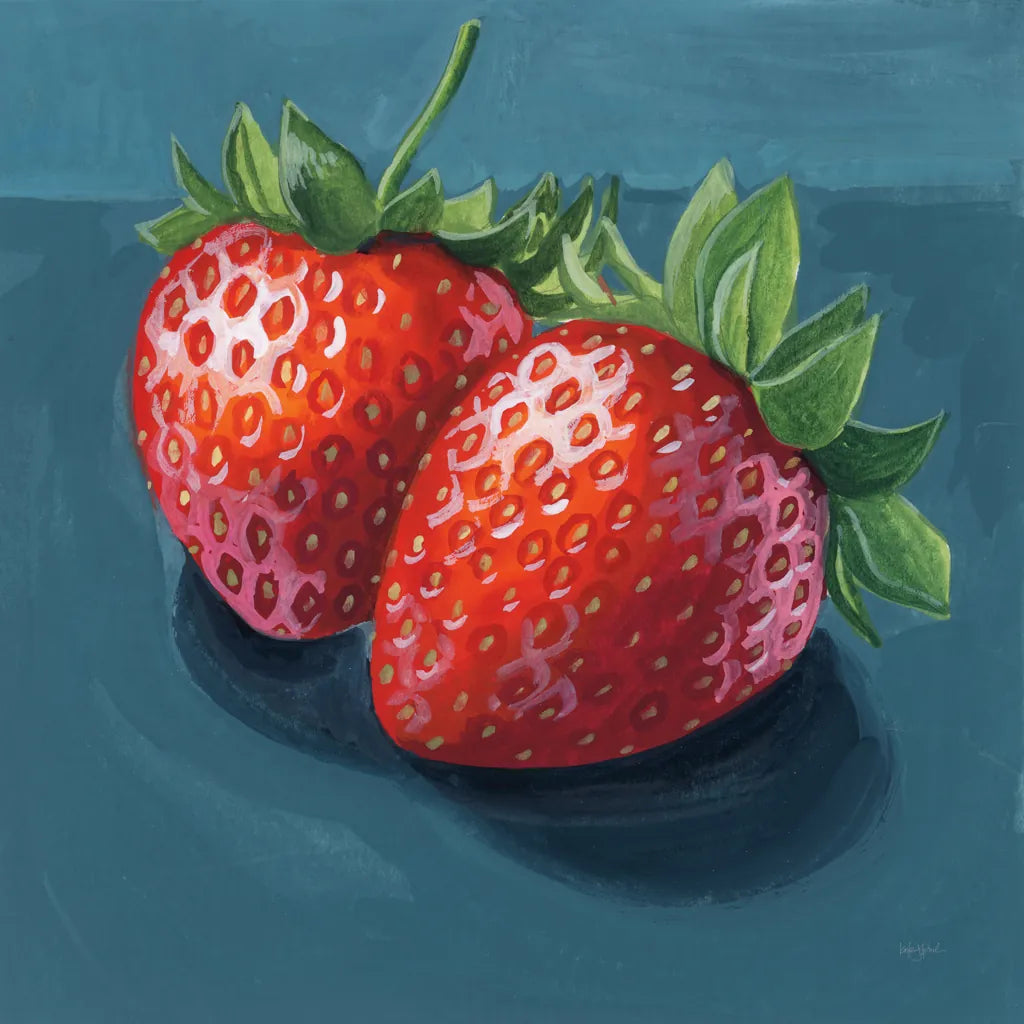Strawberry Couple Portrait by Kate Jarvik Birch. SKU 98535a. Archival Giclee Fine art print for wall decor.