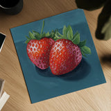 Strawberry Couple Portrait by Kate Jarvik Birch. Shown as a detailed flat fine art print, highlighting archival giclee quality. Available as an archival giclee rolled canvas, fine art paper, or poster print. SKU 98535a.