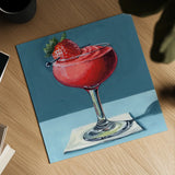 Strawberry Daquori by Kate Jarvik Birch. Shown as a detailed flat fine art print, highlighting archival giclee quality. Available as an archival giclee rolled canvas, fine art paper, or poster print. SKU 98614a.