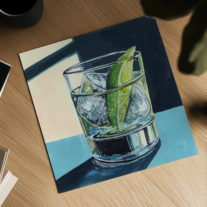 Strong Gin and Tonic I by Kate Jarvik Birch. Shown as a detailed flat fine art print, highlighting archival giclee quality. Available as an archival giclee rolled canvas, fine art paper, or poster print. SKU 98621a.