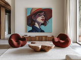 Sunny Summer Day Out by Kate Jarvik Birch. Shown as extra-large giant wall art in a modern living room. Available as an archival giclee rolled canvas, fine art paper, or poster print. SKU 101990a.