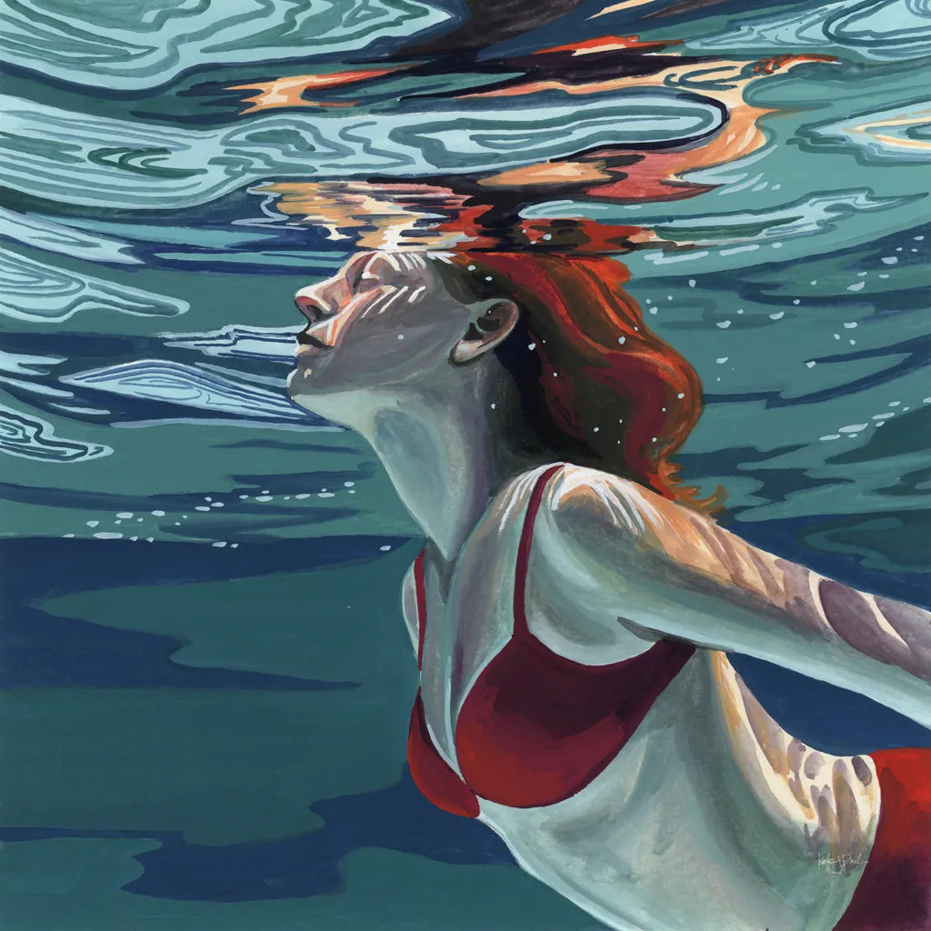Swimming To The Surface by Kate Jarvik Birch. SKU 98537a. Archival Giclee Fine art print for wall decor.