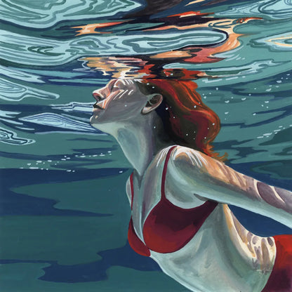 Swimming To The Surface by Kate Jarvik Birch. SKU 98537a. Archival Giclee Fine art print for wall decor.
