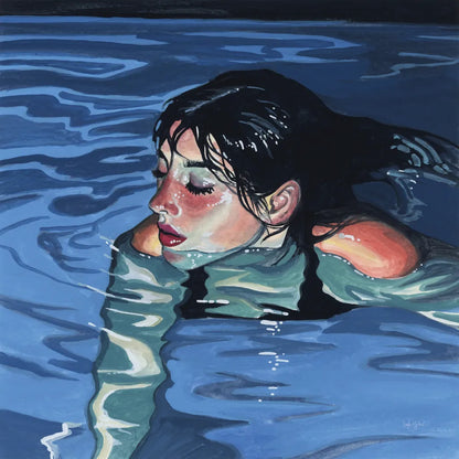 Swimming in Evening Glow by Kate Jarvik Birch. SKU 98609a. Archival Giclee Fine art print for wall decor.