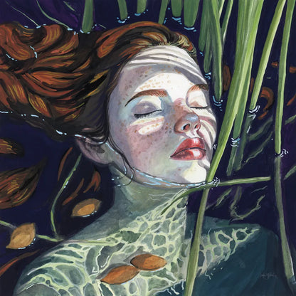Swimming in The Reeds by Kate Jarvik Birch. SKU 98536a. Archival Giclee Fine art print for wall decor.