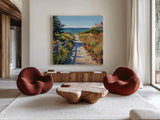 Take Me to The Cape by Kate Jarvik Birch. Shown as extra-large giant wall art in a modern living room. Available as an archival giclee rolled canvas, fine art paper, or poster print. SKU 101981a.