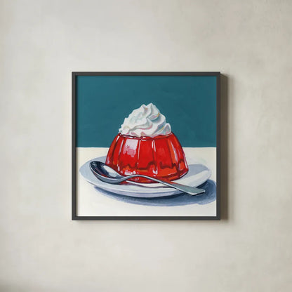 The Perfect Light Dessert by Kate Jarvik Birch. Shown in a sleek black glass frame for a contemporary gallery look. Available as an archival giclee rolled canvas, fine art paper, or poster print. SKU 98623a.