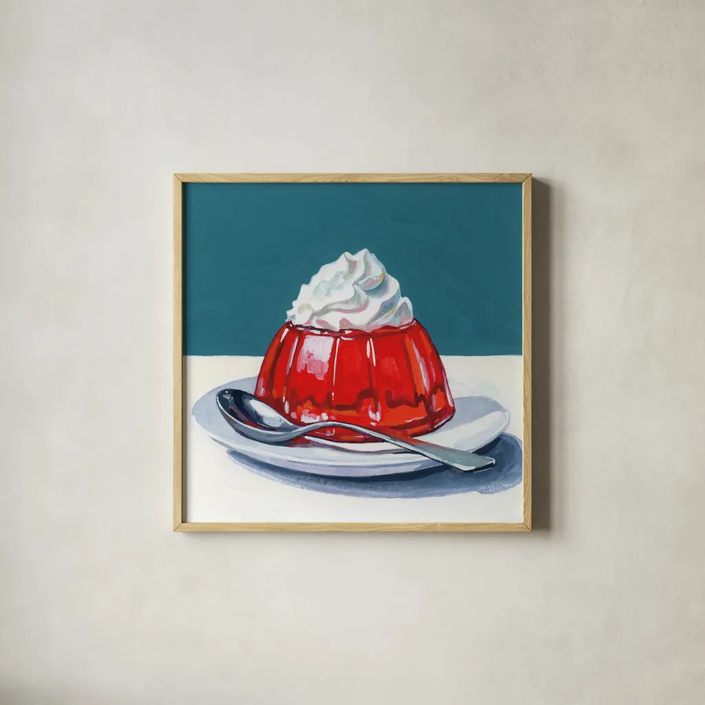 The Perfect Light Dessert by Kate Jarvik Birch. Shown in a natural wood glass frame for a timeless modern aesthetic. Available as an archival giclee rolled canvas, fine art paper, or poster print. SKU 98623a.