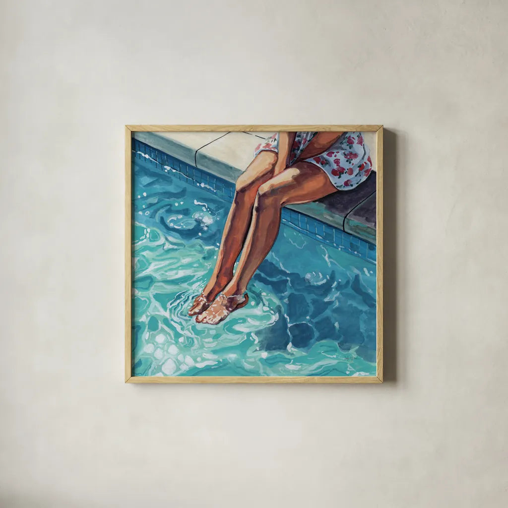 The Waters Fine by Kate Jarvik Birch. Shown in a natural wood glass frame for a timeless modern aesthetic. Available as an archival giclee rolled canvas, fine art paper, or poster print. SKU 101980a.