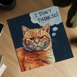 Thought Bubble Sassy Cat by Kate Jarvik Birch. Shown as a detailed flat fine art print, highlighting archival giclee quality. Available as an archival giclee rolled canvas, fine art paper, or poster print. SKU 102910a.