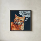 Thought Bubble Sassy Cat by Kate Jarvik Birch. Shown in a sleek black glass frame for a contemporary gallery look. Available as an archival giclee rolled canvas, fine art paper, or poster print. SKU 102910a.