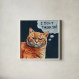 Thought Bubble Sassy Cat by Kate Jarvik Birch. Shown in a crisp white glass frame for a clean and minimalist style. Available as an archival giclee rolled canvas, fine art paper, or poster print. SKU 102910a.