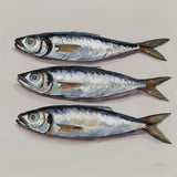Three Little Fishies Neutral by Kate Jarvik Birch. SKU 102677a. Archival Giclee Fine art print for wall decor.