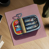 Tinned Trio by Kate Jarvik Birch. Shown as a detailed flat fine art print, highlighting archival giclee quality. Available as an archival giclee rolled canvas, fine art paper, or poster print. SKU 102585a.
