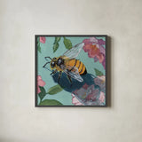 To Bee Or Not To Bee by Kate Jarvik Birch. Shown in a sleek black glass frame for a contemporary gallery look. Available as an archival giclee rolled canvas, fine art paper, or poster print. SKU 101988a.
