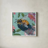 To Bee Or Not To Bee by Kate Jarvik Birch. Shown in a crisp white glass frame for a clean and minimalist style. Available as an archival giclee rolled canvas, fine art paper, or poster print. SKU 101988a.