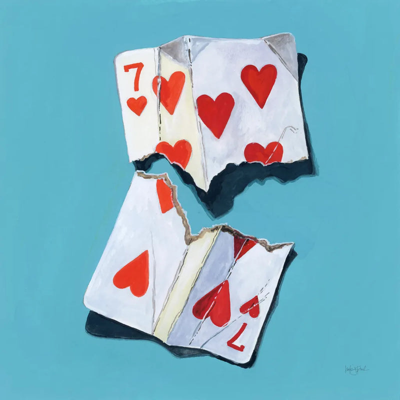 Torn Seven of Hearts by Kate Jarvik Birch. SKU 98603a. Archival Giclee Fine art print for wall decor.