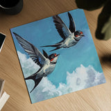 Two Birds in The Clouds by Kate Jarvik Birch. Shown as a detailed flat fine art print, highlighting archival giclee quality. Available as an archival giclee rolled canvas, fine art paper, or poster print. SKU 99769a.