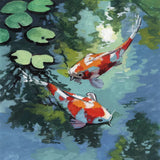Two Koi Fish In Pond by Kate Jarvik Birch. SKU 101984a. Archival Giclee Fine art print for wall decor.