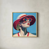 Vacation In Style by Kate Jarvik Birch. Shown in a natural wood glass frame for a timeless modern aesthetic. Available as an archival giclee rolled canvas, fine art paper, or poster print. SKU 98540a.