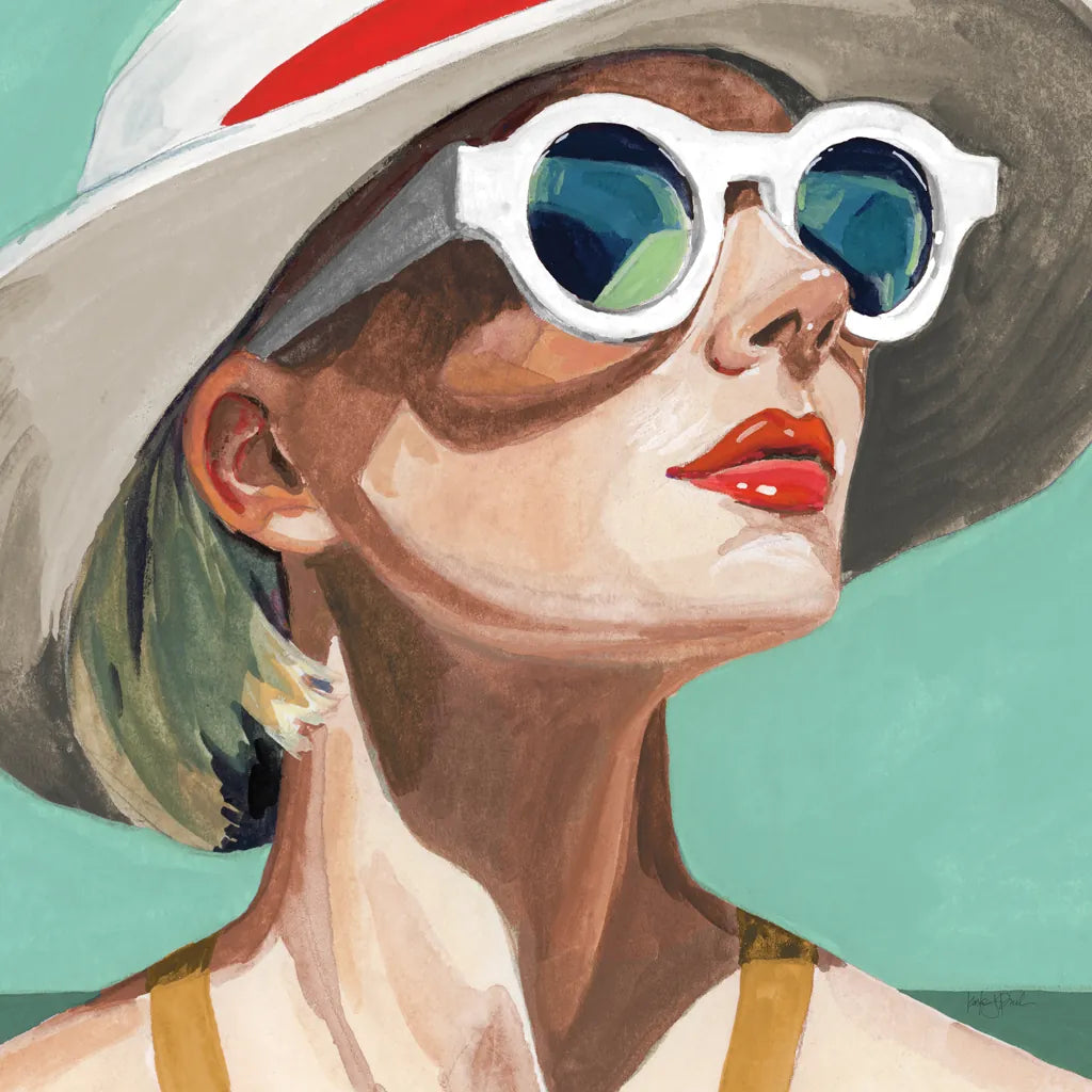 Vacation In Style Teal by Kate Jarvik Birch. SKU 100022a. Archival Giclee Fine art print for wall decor.