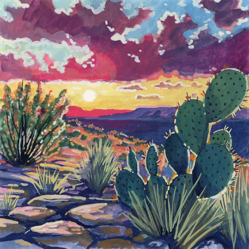 Warm Southwestern Sunset by Kate Jarvik Birch. SKU 98541a. Archival Giclee Fine art print for wall decor.