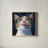 When The Treats Come Out by Kate Jarvik Birch. Shown in a natural wood glass frame for a timeless modern aesthetic. Available as an archival giclee rolled canvas, fine art paper, or poster print. SKU 99689a.