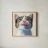 When The Treats Come Out Cream by Kate Jarvik Birch. Shown in a natural wood glass frame for a timeless modern aesthetic. Available as an archival giclee rolled canvas, fine art paper, or poster print. SKU 100719a.